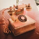 a telephone lying on a table